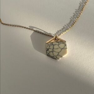 Gold and White Pendant Necklace